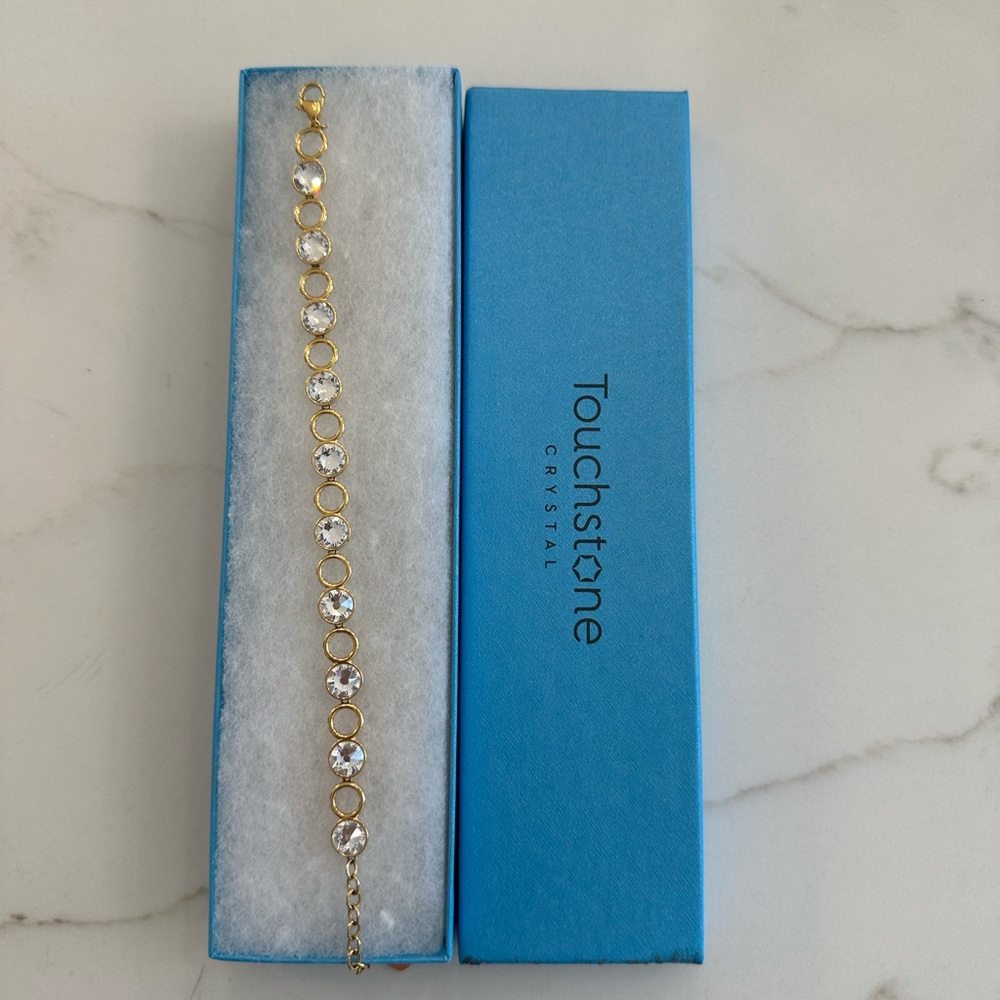 Touchstone Crystal Gold-Tone Bracelet with Clear Crystals